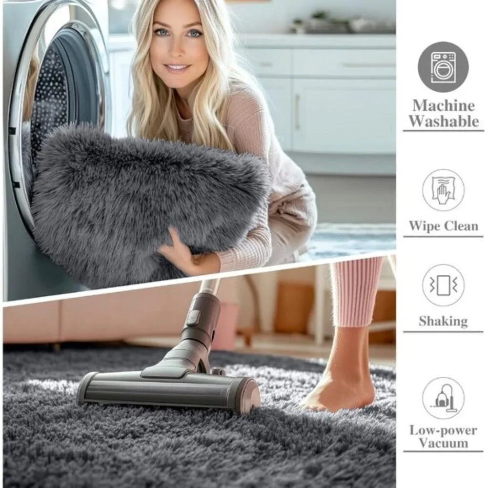 New 4x6 Soft Grey Shag Rug Washable Fluffy Carpet for Bedroom Nursery Dorm